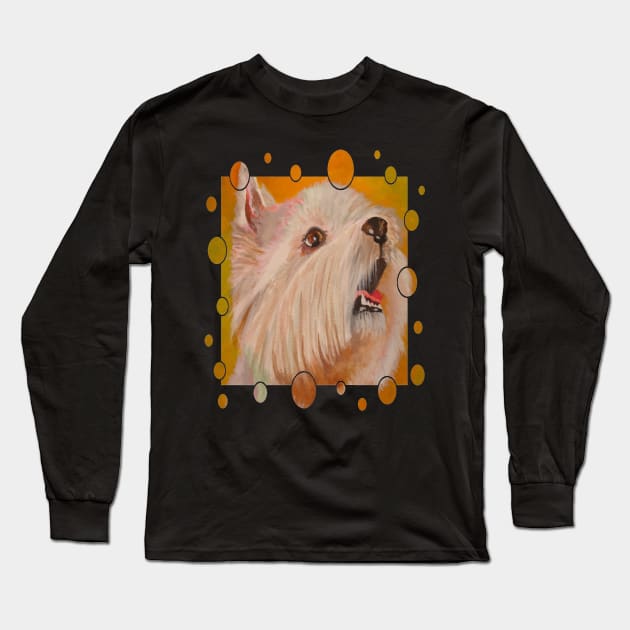 Cute West Highland White Terrier Portrait Vector Long Sleeve T-Shirt by taiche